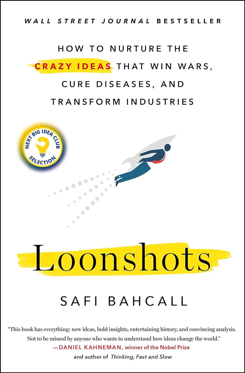 7) Loonshots by Safi Bahcall

“This book has everything: new ideas, bold insights, entertaining history and convincing analysis. Not to be missed by anyone who wants to understand how ideas change the world.” ― Daniel Kahneman

a.co/d/9L5sqxd