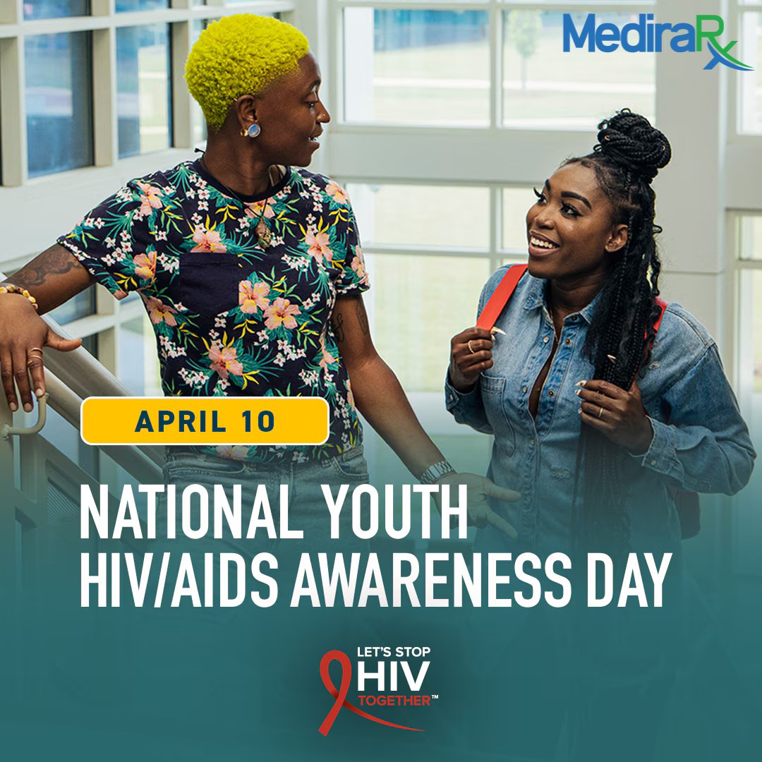April 10 is National Youth HIV/AIDS Awareness Day, a day to raise awareness about the impact of HIV on young people. Together, we can help young people stay healthy by encouraging HIV testing, prevention, and treatment.
#MediraRX #340B #340bplan #pharmacy #StopHIVTogether #NYHAAD