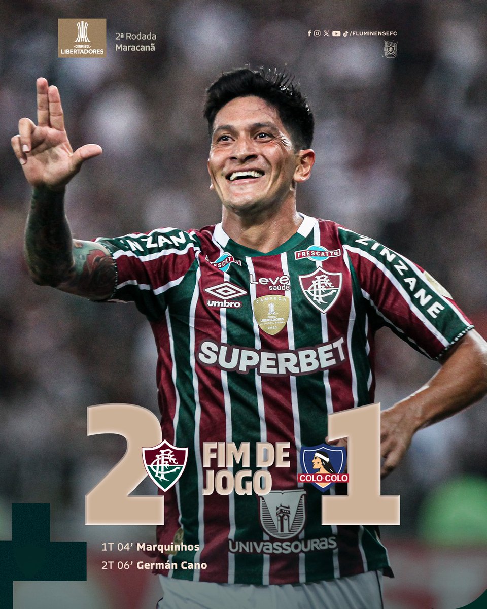 VEEEEEEEEEEEEEEEEEEEEEEEEEEEEENNNNNNNNNNNNNNNNNCEEEEEEE O FLUMINEEEEEEEENNNNSE! 

MARQUINHOS E GERMAN CANO MARCAM E O FLU BATE O COLO COLO POR 2 A 1! VAAAAAMOSSSS, TRICOLOREEEES!