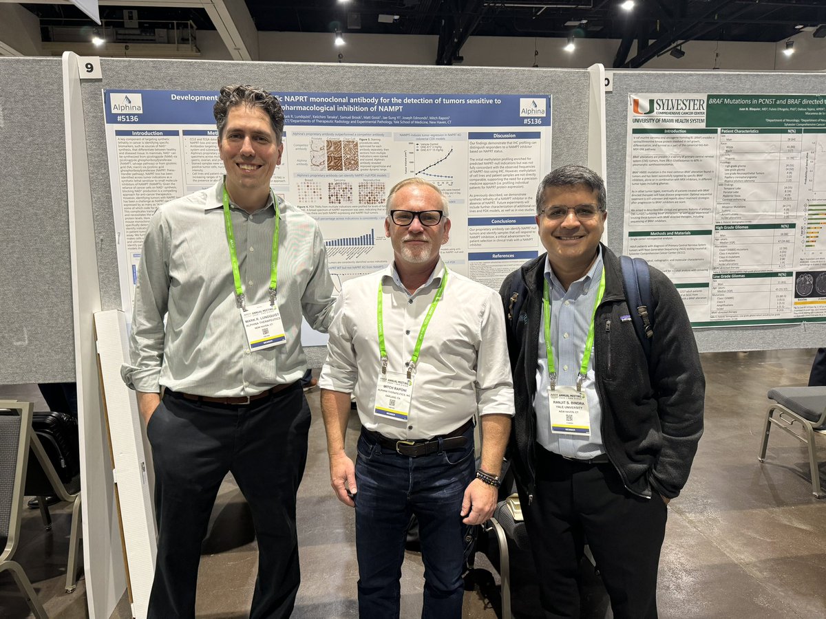 Excellent #aacr24 poster on NAD metabolism inhibitor biomarker development by the folks from one of our latest startups, @alphinatx, based on Bindra+@CharlesMBrenner lab science 🙌🏽🙏🏽 @YaleCancer @YaleRadOnc @MitchRaponi