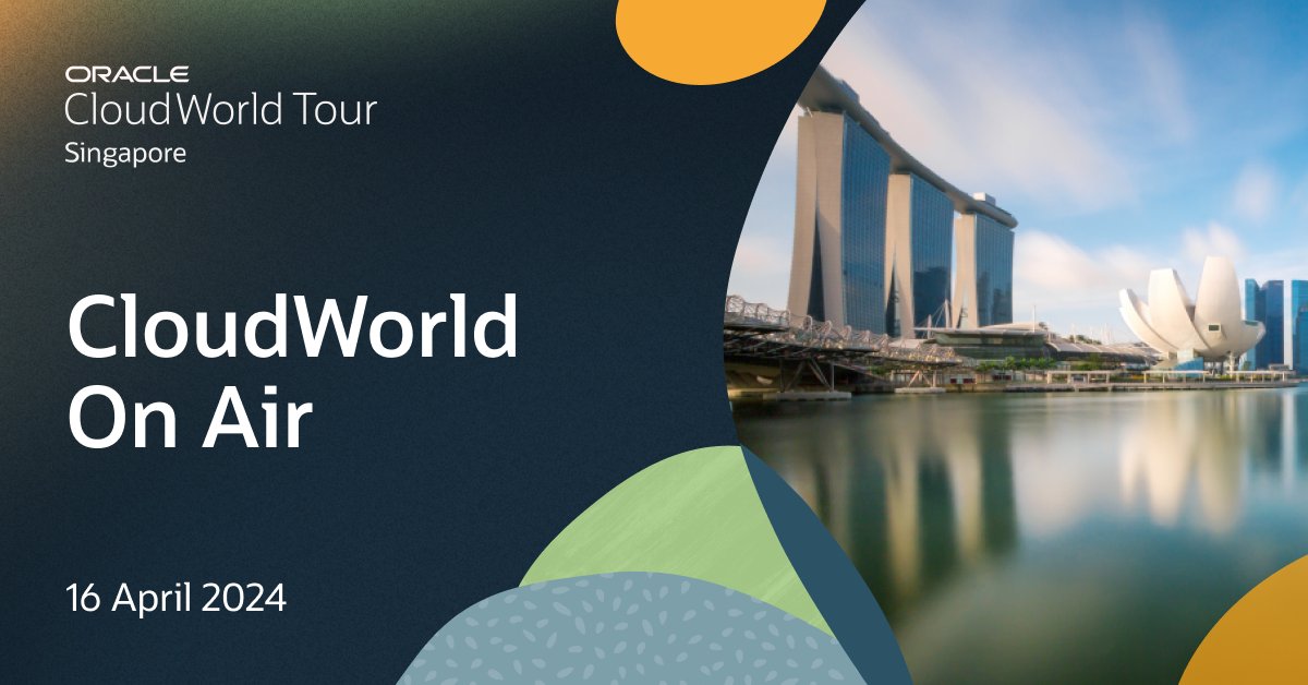 Can’t attend #CloudWorld Tour Singapore in person? We have you covered. You can still experience the highlights from anywhere with a free CloudWorld On Air digital pass: social.ora.cl/6012wdrAY