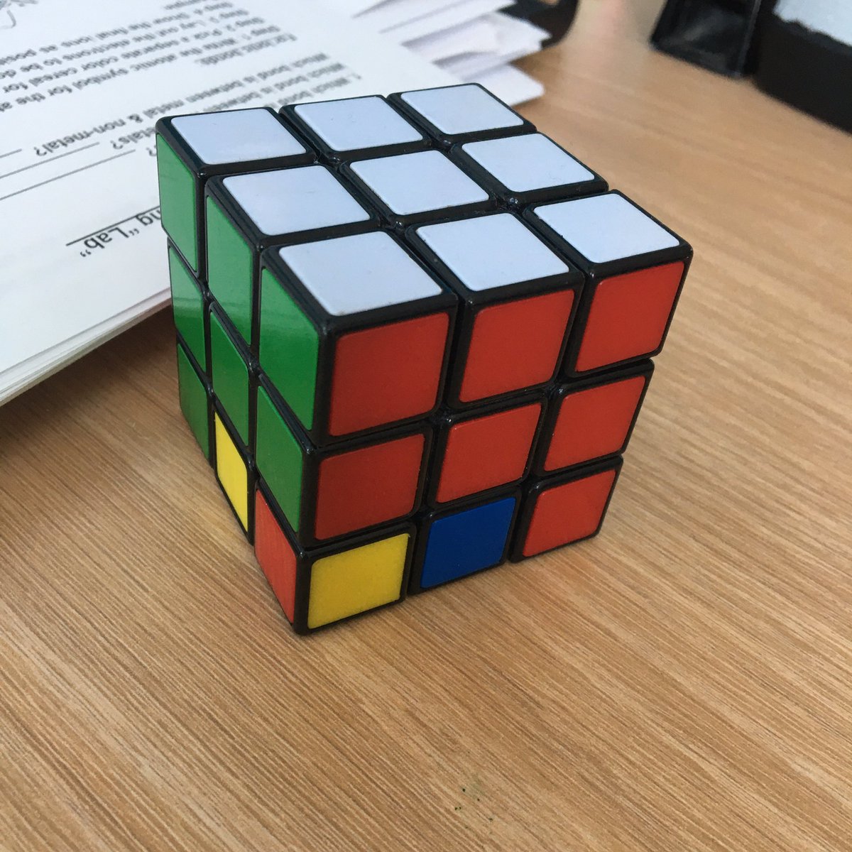 I challenged one of my students to try learning how to solve a Rubik’s Cube over spring break…looks like he’s almost got it! #whyiteach