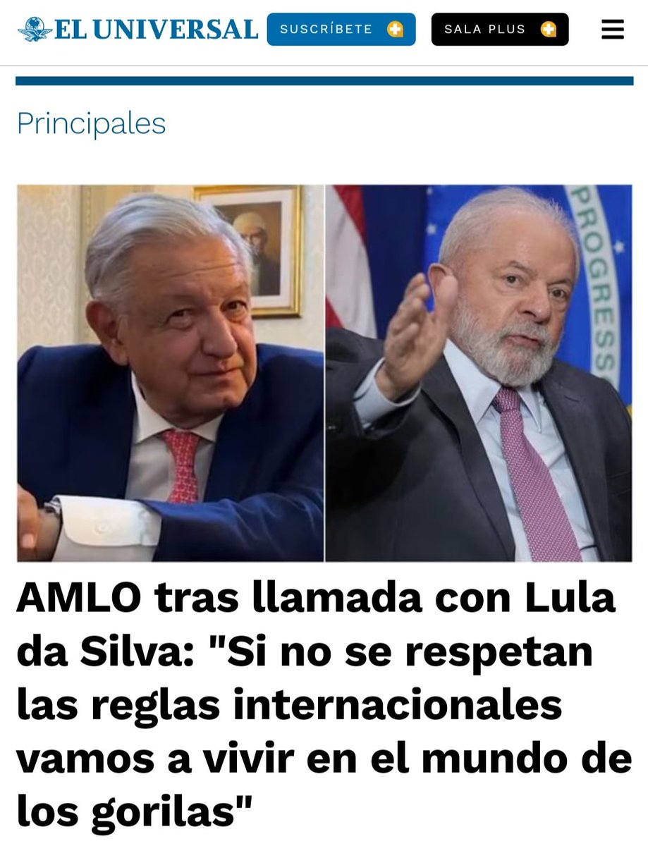 📍 El presidente de México Andrés Manuel López Obrador solía decir recién en abril de 2022: 'no me vengan con el cuento de que la Ley es la Ley'. Ahora pide que sí se respeten las reglas internacionales... 🇲🇽🇪🇨🇧🇷