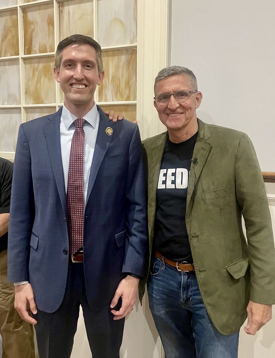 RepAdamMorgan's tweet photo. Honored to join @GenFlynn at his movie premiere tonight! His story is one of patriotism and courage in adversity. He fought the deep state and won.
I’m honored to have his endorsement, and will fight in Congress to end the weaponization of government against our citizens. https://t.co/zbxl52GyWT