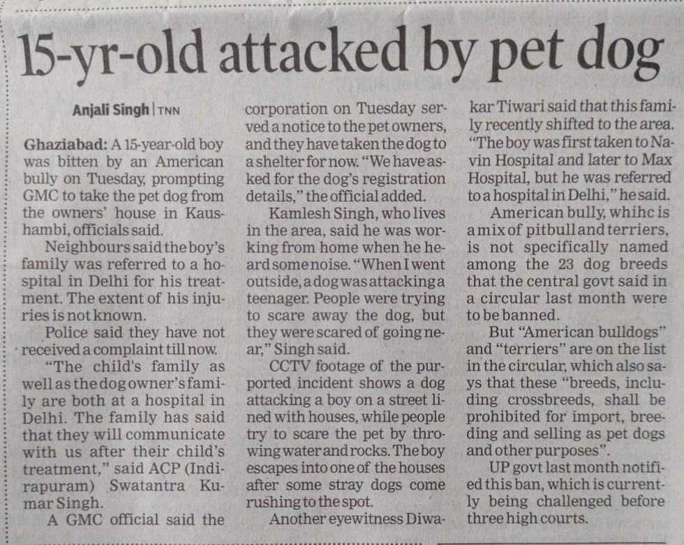 Pit Bull Attacks 15- Year-Old Boy In UP's Ghaziabad, Stray Dogs Come To Rescue timesofindia.indiatimes.com/city/ghaziabad…