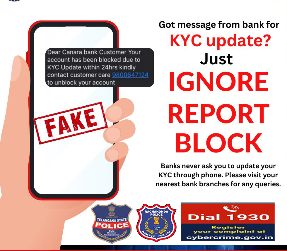 #Rachakonda cyber crimes 📷Be alert! #Report Cyber crime complaints at #Dial 1930 #cybercrime at cybercrime.gov.in @rachakondacop Our Official Pages links : Face book : facebook.com/cybercell.rach…. You tube : youtube.com/@CyberCrimeRac…