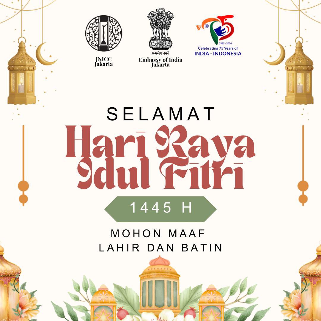 Keluarga besar Kedubes India mengucapkan selamat hari raya #idulfitri 1445H kepada semua umat Muslim Indonesia yang merayakan! #Ramadan #75thIndiaIndonesia