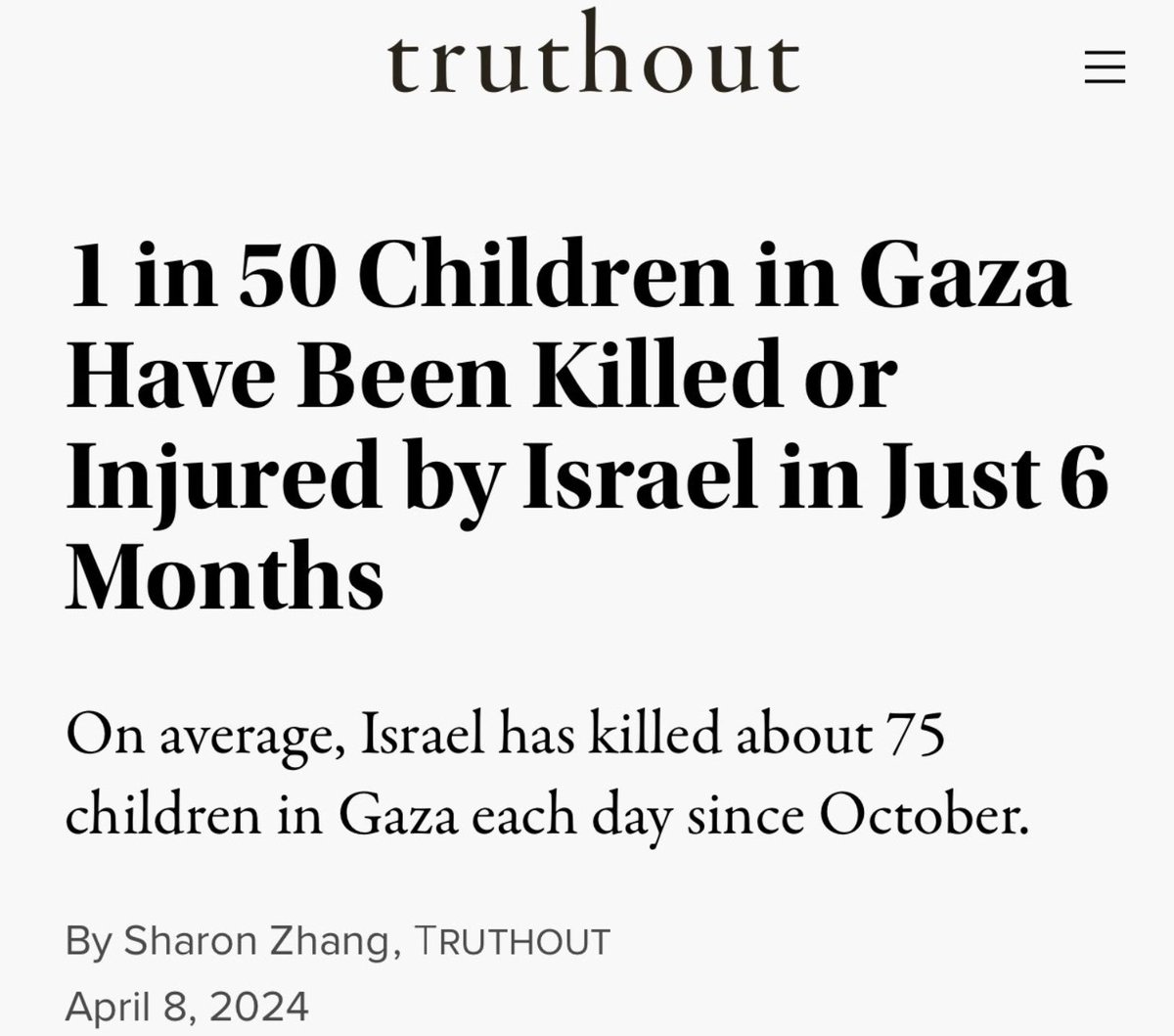 Since October 7, Israel’s assault has killed over 13,800 children in Gaza and injured over 12,000, according to UN officials and Gaza Ministry of Health. Israel has killed or injured at least 25,800 children in Gaza. truthout.org/articles/1-in-…