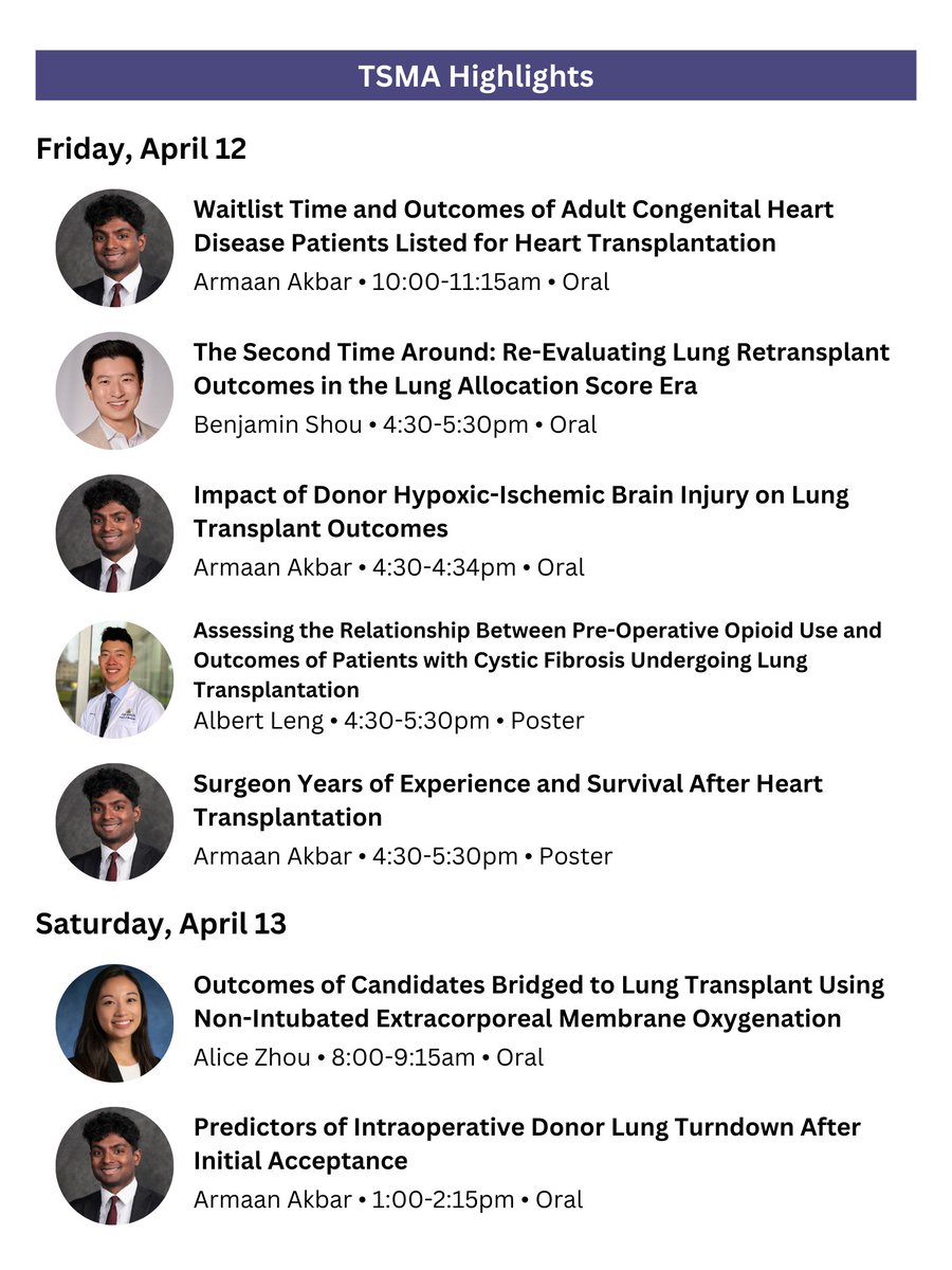 Are you excited for @ISHLT 2024? Be sure to check out these amazing sessions from our #TSMA members! @BuchwaldJuli @albsleng @armaan_akbar @benjamin_shou @AliceLiZhou