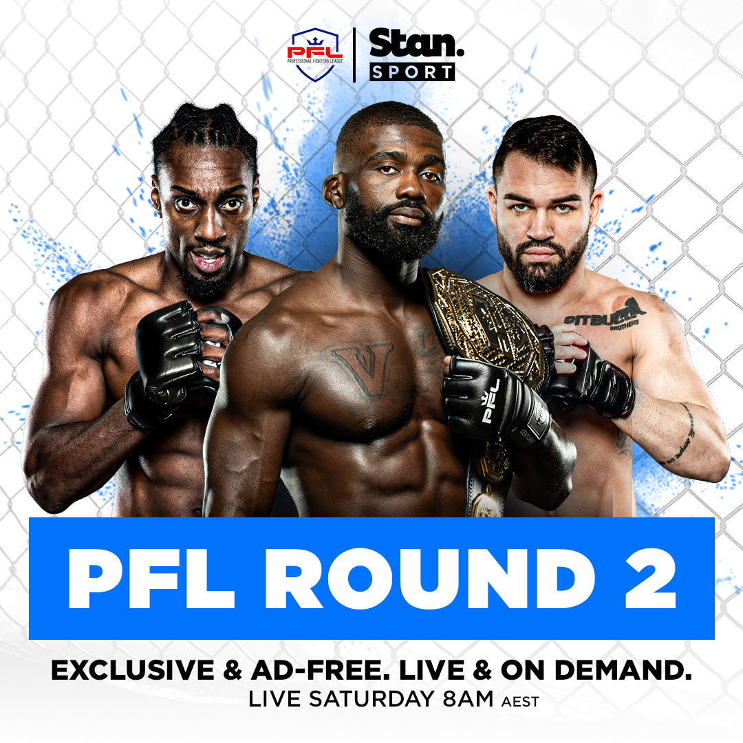 We're back with another #PFLMMA round and this time we're headed to Las Vegas 🤩 ↳ PFL 2. Saturday from 8am AEST. Exclusive & Ad-Free, Live & On Demand. #StanSportAU