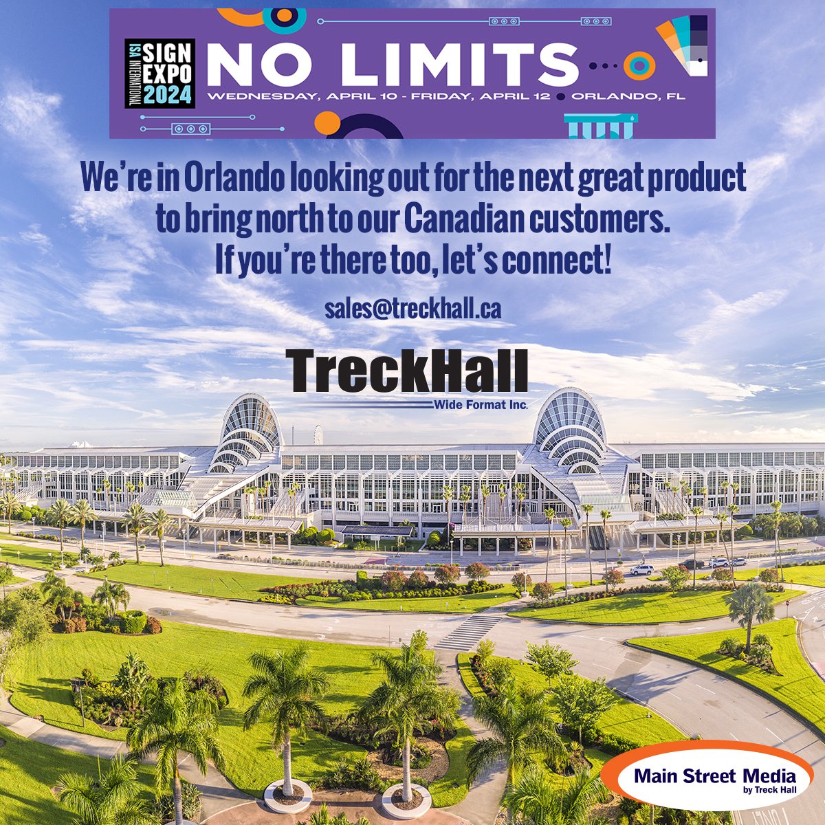Hello, Sunny Orlando!☀️It's showtime! The #TreckHall team is in town for #ISASignExpo2024. Give us a shout and let's meet up: email us at sales@treckhall.ca
#NOLIMITS #WideFormat #Signs #Signage