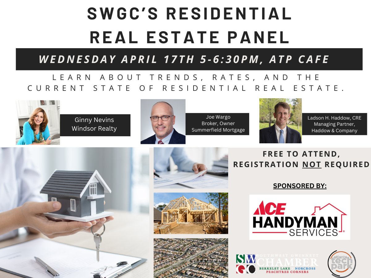 Interested in residential real estate? Come to #thepark and listen in to SWGC's panel discussion on April 17 from 5-6:30PM in the cafe. It's freed to attend and no registration is necessary! #technologyevents #thepark #realestate #residentailrealestate #communityevents