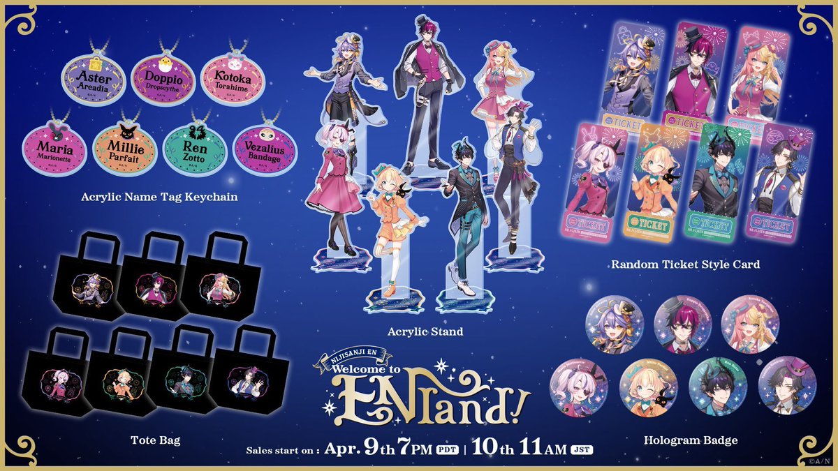 【Welcome to EN Land! merch on sale✨】 Come one, come all🎪🎡 New theme-park style merch is now available on the #NIJISANJI_EN Official Store🤩 🔻Store: nijisanji-store.com/collections/we…