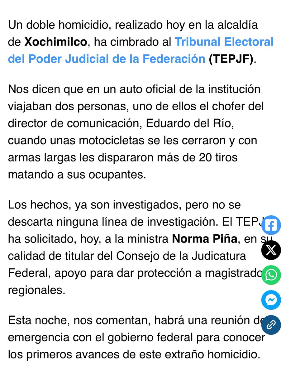 Extra: | En esta ola de violencia ‘política-electoral’ 

▪️El Universal vía Bajo Reserva Exprés da cuenta de este “Un doble homicidio cimbra el Tribunal Electoral” acá la nota: