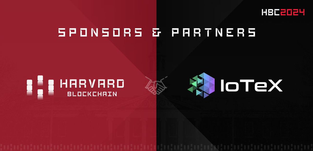 📢Thrilled to unveil our partner @iotex_io for Harvard Blockchain Conference #HBC2024! Thank you for making this event possible! IoTeX is a web3 platform that connects smart devices to blockchain Dapps. The modular infrastructure for DePIN projects. Join us at Harvard…