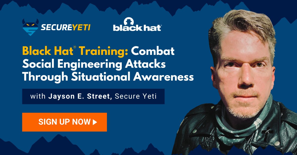 Ready to turn the tables on cyber adversaries? Dive into the art of deception with @SecureYeti and @Jaysonstreet and master situational awareness to combat social engineering attacks at #BHUSA! secureyeti.com/training-def-c… #CyberSecurity #SocialEngineering