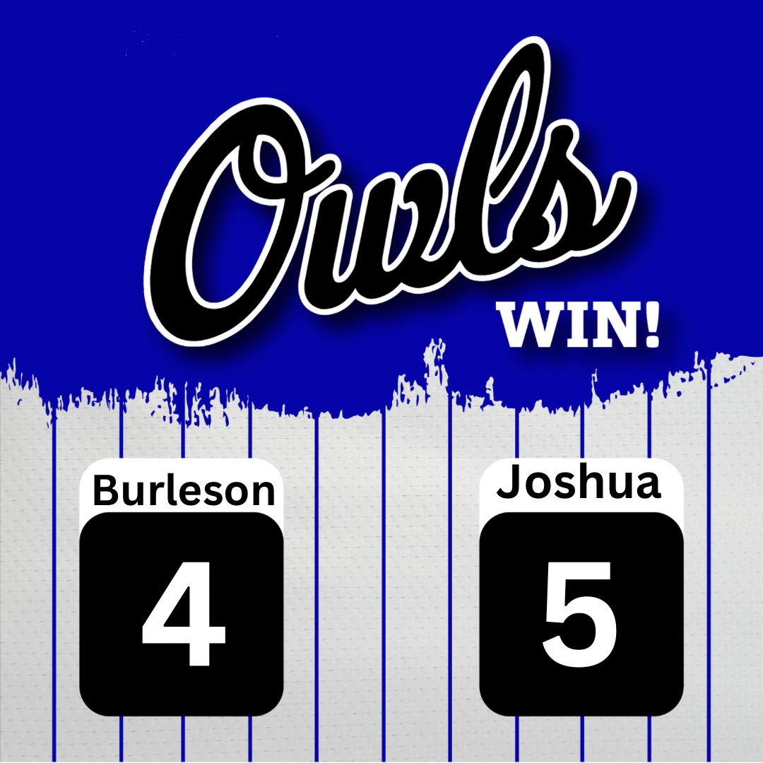 Joshua High School Baseball (@joshuaowlsbsbl) on Twitter photo Owls win the first matchup against Burleson after 12 innings!
<a href="/Mattbaseball14/">Matthew Hernandez</a> 3-4, HR, 2B, 4 RBI, HBP (responsible for GW run), 2 CS
<a href="/ThomasR83687820/">Thomas.Rodriguez</a> 3-4, GW Bunt
<a href="/Brayden7312006/">Brayden Stevenson</a> 4.2 IP, 1H, 3K
<a href="/CollinPoindext3/">Collin Poindexter</a> 3IP, 2H, 2K Owls win the first matchup against Burleson after 12 innings!
<a href="/Mattbaseball14/">Matthew Hernandez</a> 3-4, HR, 2B, 4 RBI, HBP (responsible for GW run), 2 CS
<a href="/ThomasR83687820/">Thomas.Rodriguez</a> 3-4, GW Bunt
<a href="/Brayden7312006/">Brayden Stevenson</a> 4.2 IP, 1H, 3K
<a href="/CollinPoindext3/">Collin Poindexter</a> 3IP, 2H, 2K