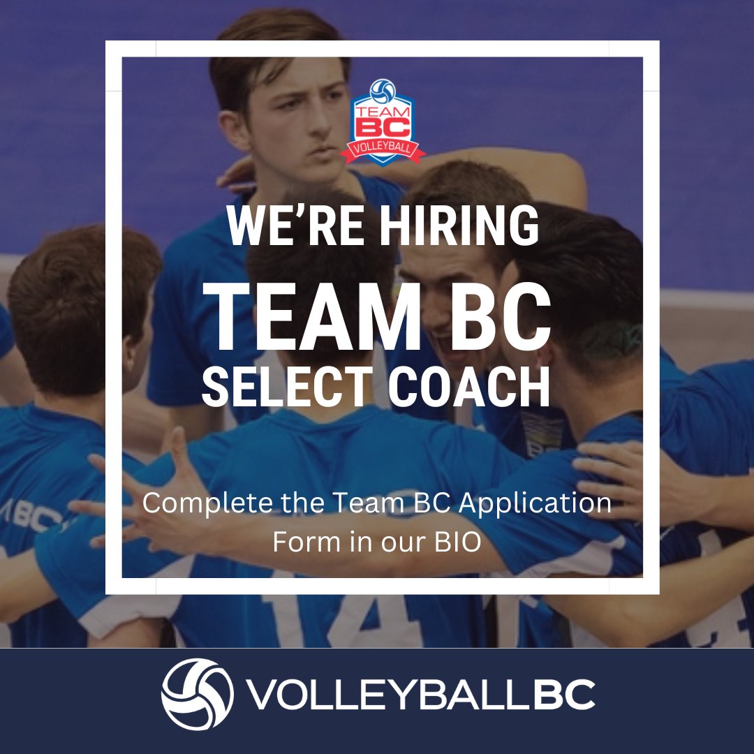 🏐 Join Our Team! 🏐 Volleyball BC is on the lookout for dedicated individuals to join as Team BC Select Coaches! Check the full job description: ow.ly/HN8i50RbWqJ Team BC Application Form: ow.ly/UfCU50RbWqL
