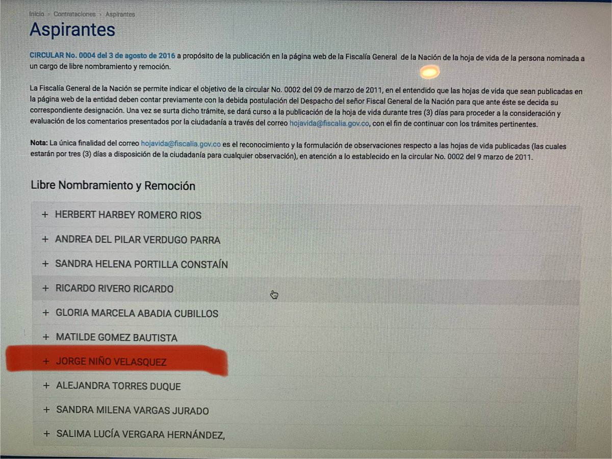 Muy mala cosa: JORGE NIÑO VELÁSQUEZ —el exfiscal delegado ante la @CorteSupremaJ que archivó ilegalmente el mega-chanchullo de las ministras Gina Parody y Cecilia Alvarez en el caso #Odebrechet—está aspirando a regresar al mismo cargo en @FiscaliaCol, cuando en realidad debería…