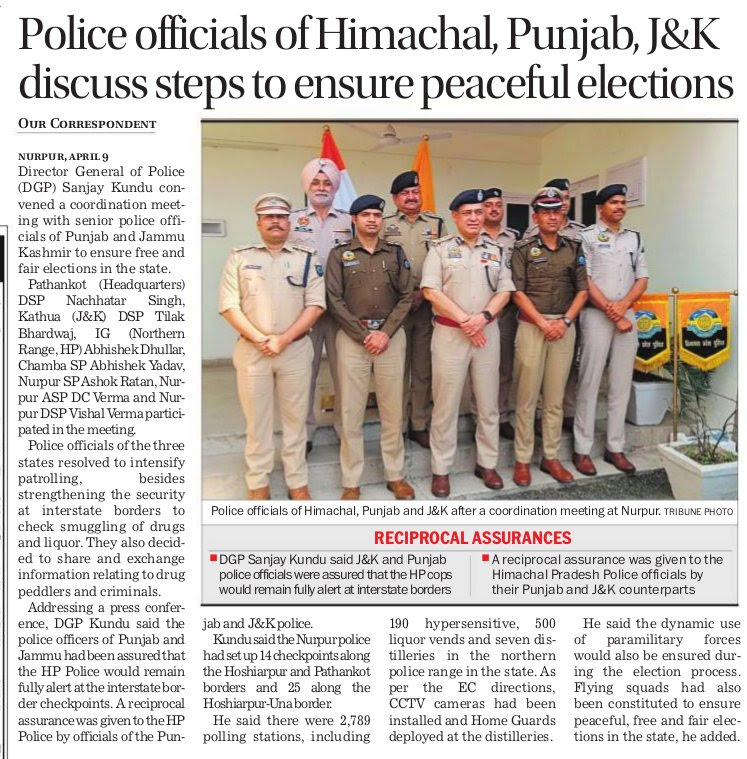 #LokSabhaElections2024: Himachal Police tightens security in border areas !! Police steps up border checks to halt illegal liquor supply and cash movement post Model Code of Conduct. Intensify vigil & keep an eye on the movement in sensitive areas increased.#hppolice #cmohimachal