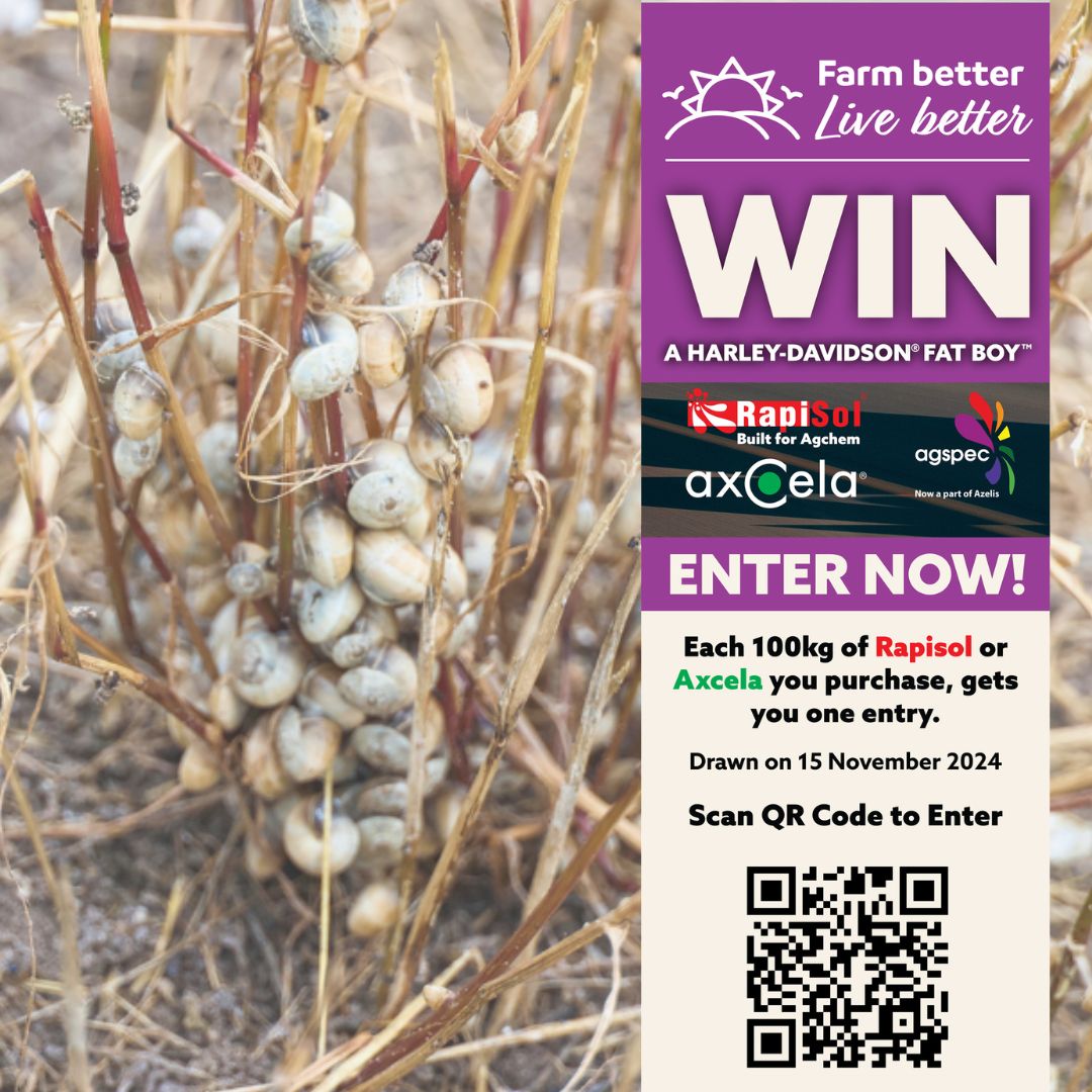 🌧️With welcome autumn rains come uninvited #snail & #slug pests 🐌🐌 Manage populations NOW before they lay eggs⏰ Interrupt the lifecycle with #Axcela® bait & enter for a chance to win a #HarleyDavidson® Fat Boy® motorcycle🏍️ agspec.org/AXCELA #Agspec #FarmBetterLiveBetter