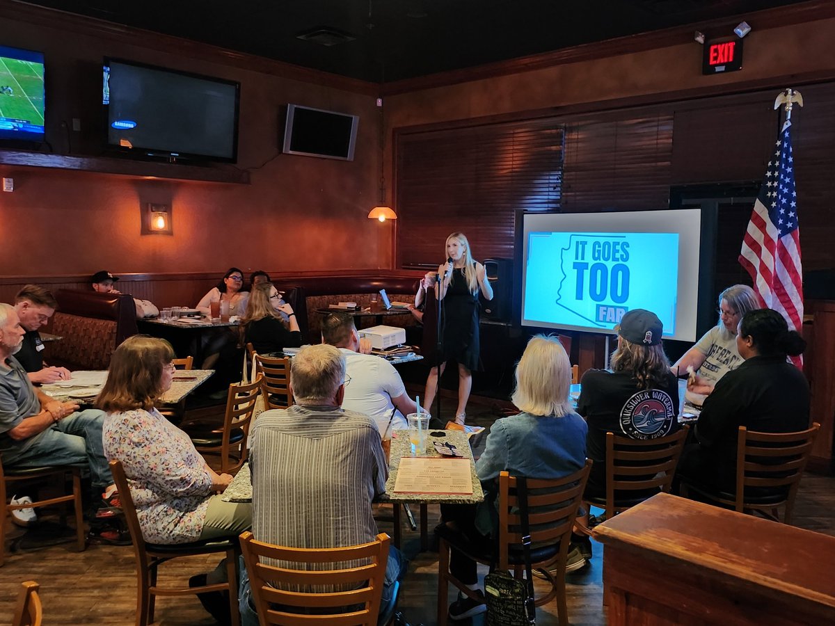 In light of today's hearing. It's more important than ever that we beat the pro abortion initiative on the ballot in Arizona in November. Thank you to @ItGoesTooFar for speaking to our @gop_south LD 11 tonight about this horrible ballot measure. #ItGoesTooFar #ProLife