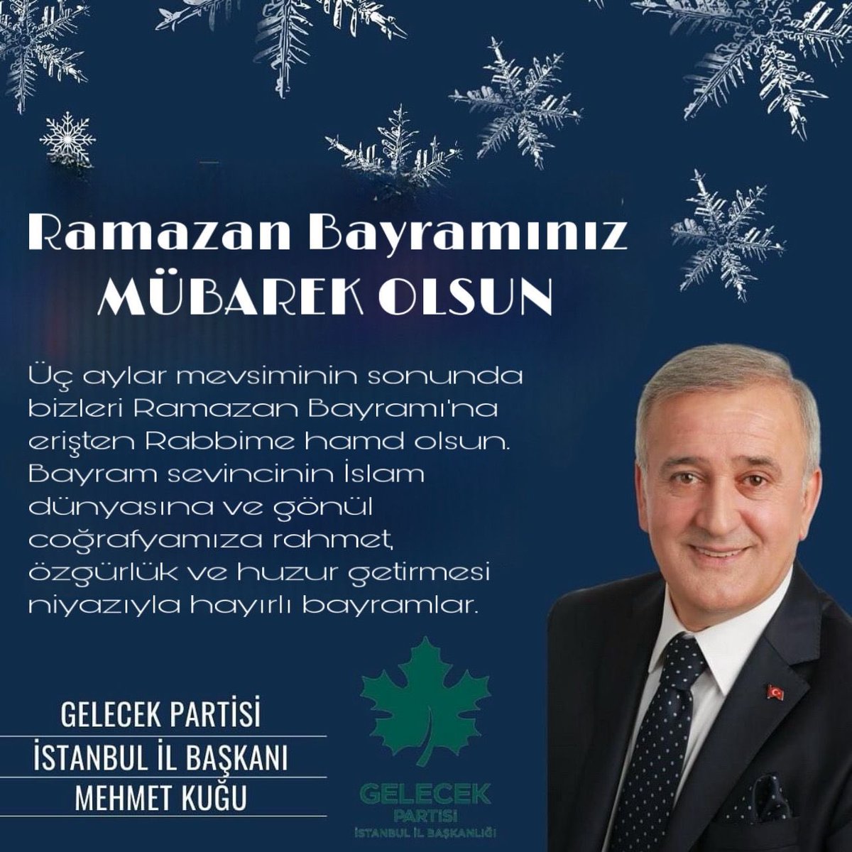 Ramazan bayramınızı en kalbi duygularımla kutlar; Bayramın ülkemize ve bütün dünyaya barış huzur ve güven getirmesini yüce allahtan niyaz ederim.