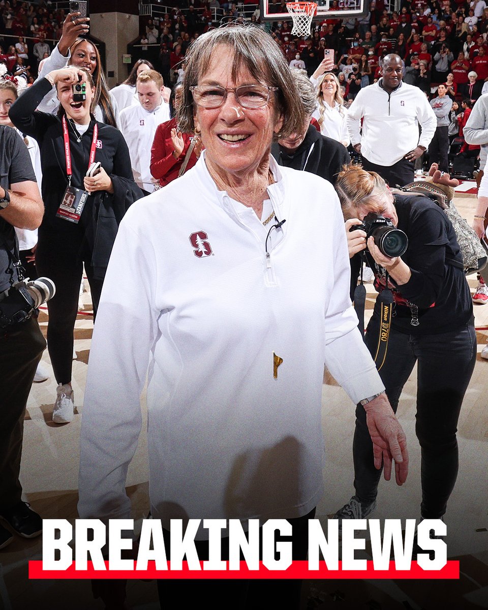 Breaking: Stanford women's basketball coach Tara VanDerveer is retiring after 38 seasons, the team announced.