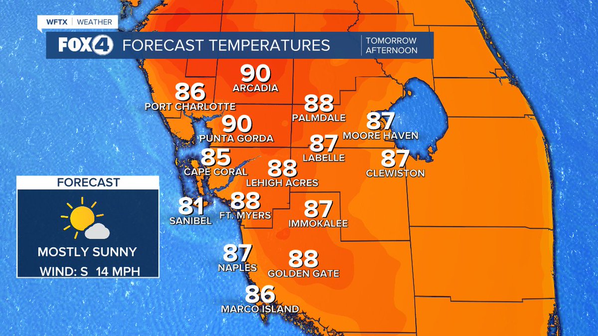 Wednesday will be rather toasty! #FLwx #SWFL