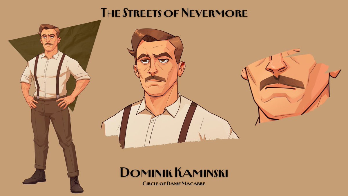 🕯️ Dominik Kaminski 🕯️
Solider. Father. Fighter.

Catch Dominik and the rest of The Circle of Danse Macabre in The Streets of Nevermore, a TTRPG Audio Drama set in the world of Candela Obscura.

#candelaobscura #ttrpgpodcast