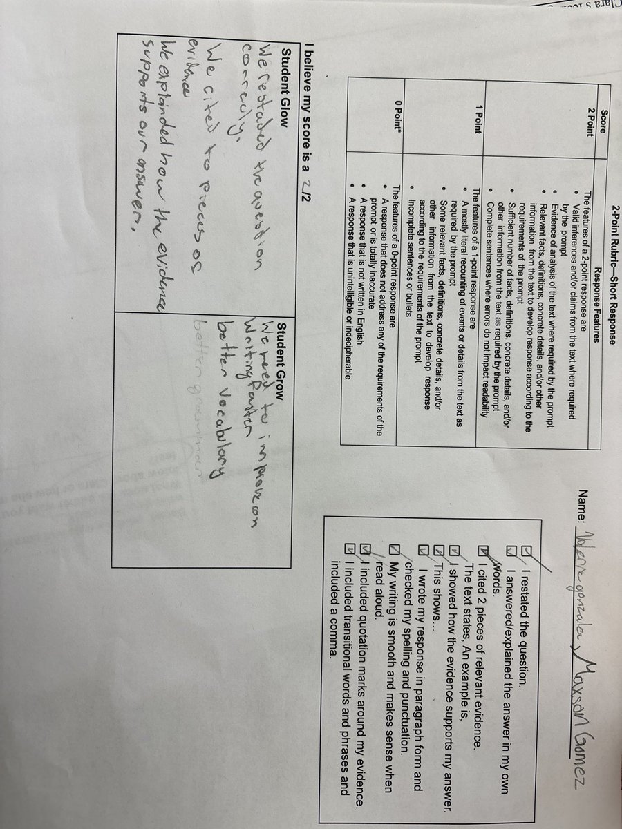 Students are success fully on task and focused during our Scholar/Scribe writing task. Preparing for the upcoming ELA exam. Students score and reflect their collaborative constructed response! #rockthe test @literacy_fox @D27NYC @ps60