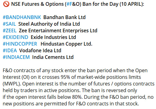 #F&O Ban: NSE Futures & Options Ban for the Day (10 Apr)

#ThinkSabioIndia #StockMarketIndia #FuturesAndOptions #IndianStockMarketLive #StockMarketNews #IndianStockMarket #Investments #StockMarketInvestments #StockMarketUpdates
