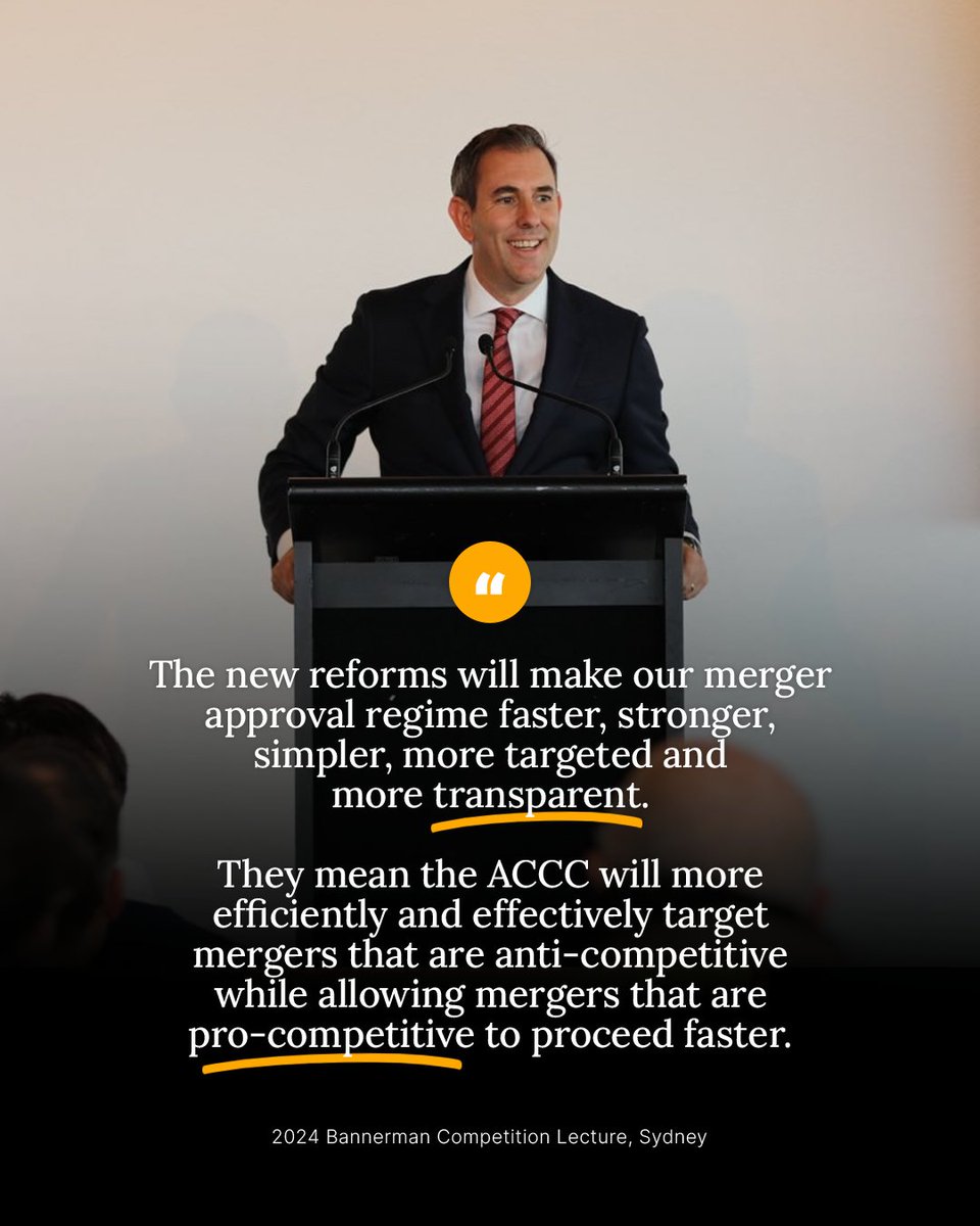 The @AlboMP @AustralianLabor Govt is reforming merger rules to make our economy more competitive, productive & dynamic. We'll make it easier for the majority of mergers to be approved quickly so the ACCC can focus on the minority that give rise to competition concerns. #auspol