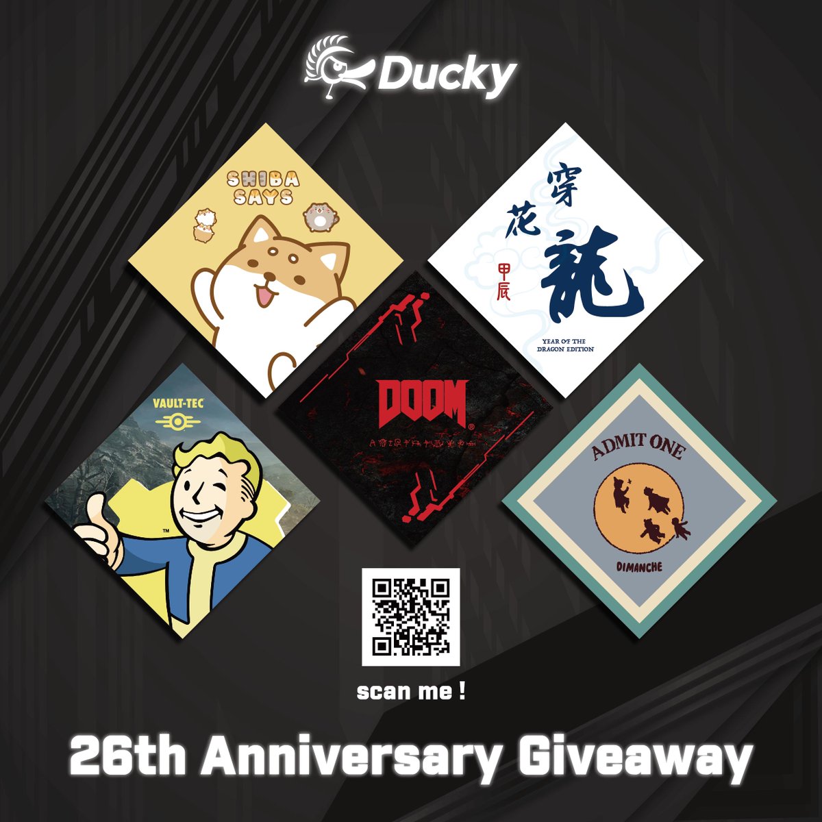 Brace yourselves, gaming aficionados! Ducky is about to blow your minds with an electrifying celebration marking its 26th year of excellence. To intensify the campaign's allure, the magnificent and exclusive Year of the Dragon keyboard steps into the spotlight🐉 #giveaway #ducky