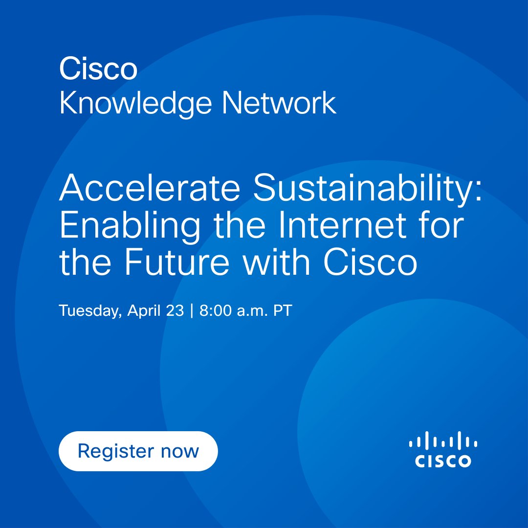 ✨ Want to help reduce energy consumption and improve maintenance cycles? Join @Cisco and @STL to explore the sustainability landscape and Cisco solutions that support network growth and energy management. 

Register now 👇🏽
cs.co/6011w5Rwv

#CiscoServiceProvider