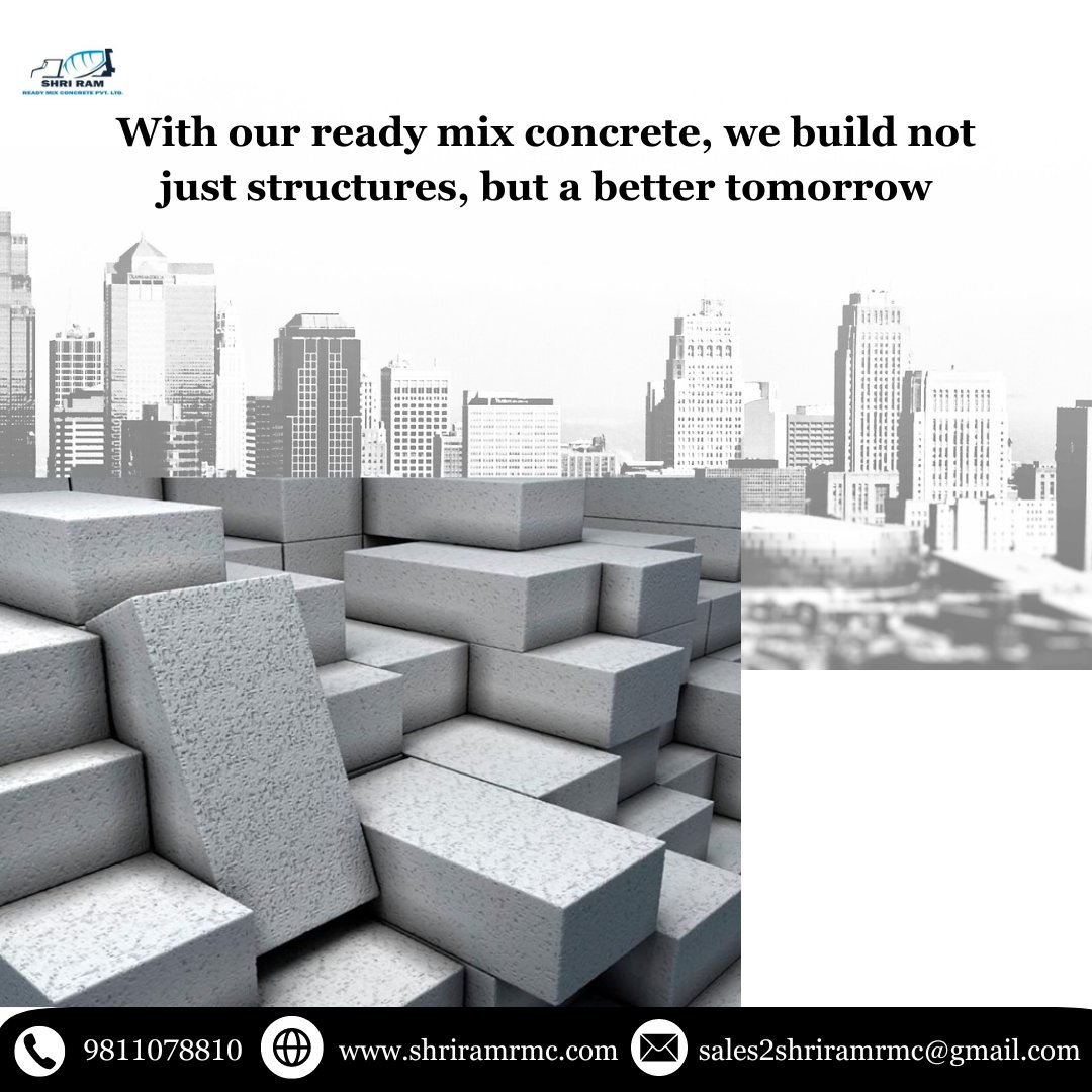 Beyond structures, we're shaping a brighter future with every pour. 🏗️✨ Discover how our ready mix concrete is laying the foundation for a better tomorrow
📲 : +91 9811078810
🌐: shriramrmc.com
📩: Sales2shriramrmc@gmail.com
#ShriRamConcrete #shriamrmc #bettertomorrow