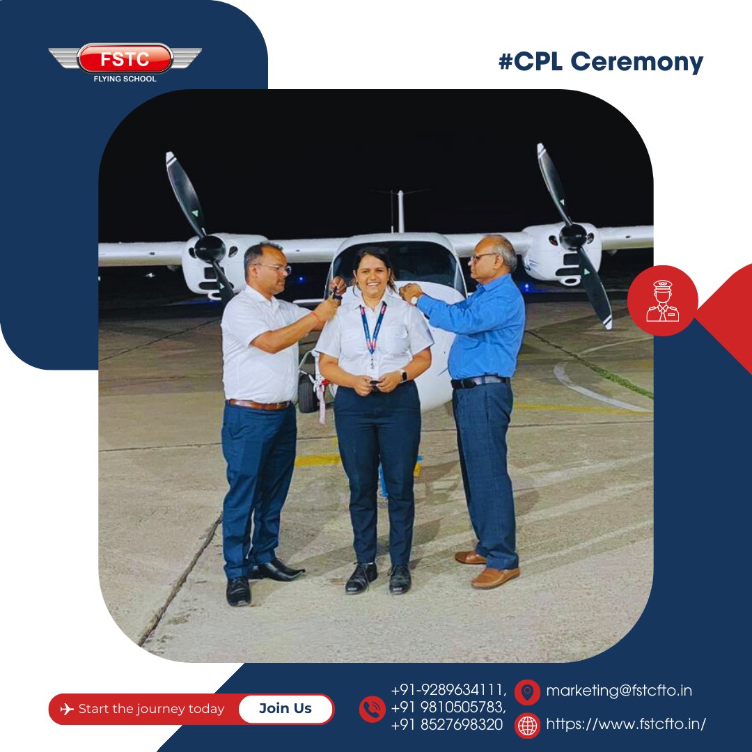 fstc_india's tweet image. Congratulations, Capt. Muskhaan, on successfully completing ur #CPL training at #FSTCFlyingSchool. 
The next #CPLbatch will #commence on 22 April&apos;24. 
Connect: 8527698320, 9289634111, 9810505783 📨 marketing@fstcfto.in 🌐 fstcfto.in
#GroundClasses #Typerating #FSTC