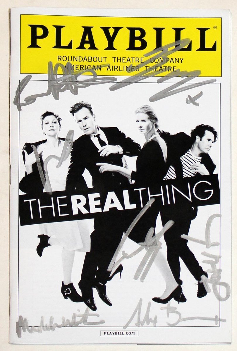 Happy birthday to the fabulous @CynthiaNixon! 🎂❤️
#TheRealThing @playbill signed for @BCEFA by Nixon, Ewan McGregor, Maggie Gyllenhaal, Josh Hamilton, Alex Breaux, Ronan Raftery, and Madeline Weinstein, is from our collection.
#CynthiaNixon #SexAndTheCity #AndJustLikeThat #BCEFA