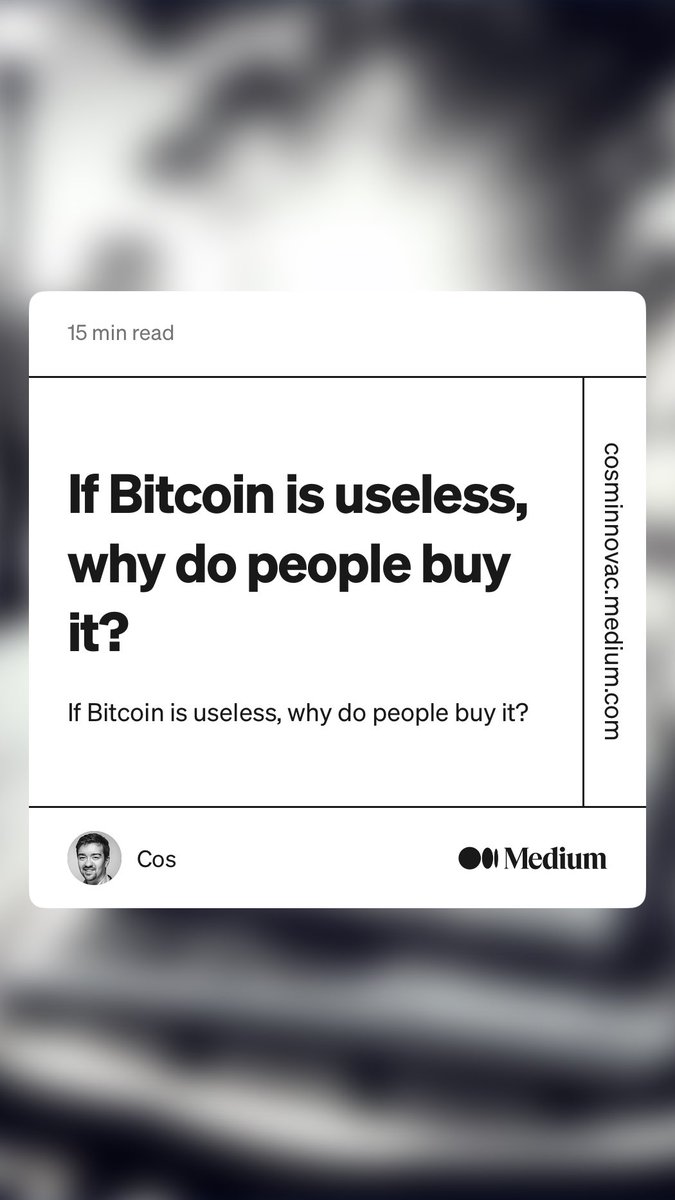 thereal_cos's tweet photo. Clearing up some of the misunderstandings and questions I keep hearing on a regular basis:

“If Bitcoin is useless, why do people buy it?”
https://t.co/o1KRS2twPP https://t.co/wsQuTUXpFN