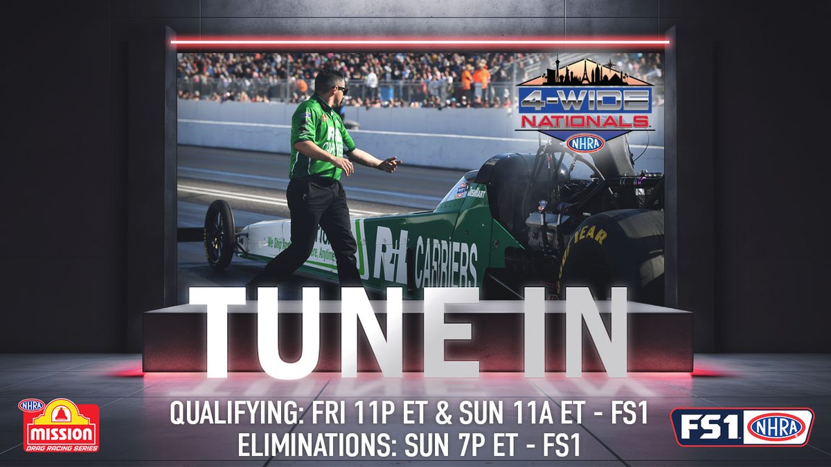 Racing in Vegas, 4-Wide style 😎 TUNE IN to catch the nitro action from @LVMotorSpeedway this weekend! #NHRAonFOX #Vegas4WideNats

@RLCarriers | @burnyzz