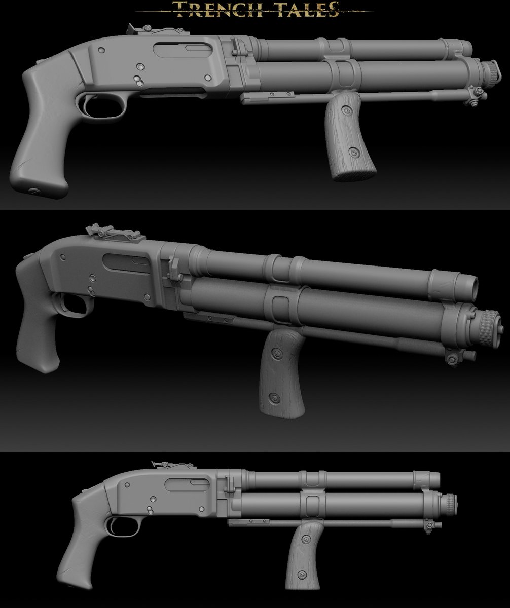 Almost classic. Work in progress shotgun in starting config. Kickstarter:crytivo.io/ks-ttales #gamedev #UnrealEngine5 #gamedevelopment #madewithunreal #IndieGameDev #indiegamedeveloper #videogames #horror