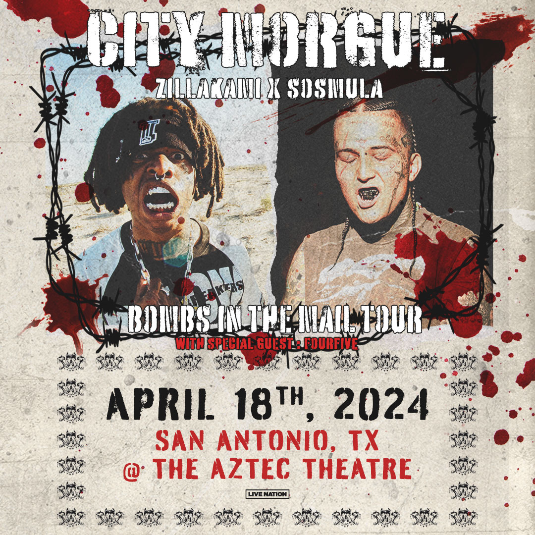 Known for their unique blend of rock and rap, City Morgue take the stage at the Aztec Theatre. Joined onstage by special guests Candy and FourFive. Enter to win a pair of tickets today! t.dostuffmedia.com/t/c/s/135314
