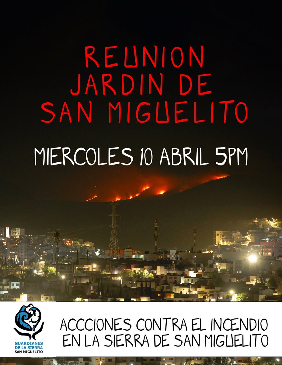 Reunión de información y organización este miércoles 10 de abril 5 pm Jardín de San Miguelito #sierradesanmiguelito #lasierrasomostodos #lasierranosevende @julioastillero @lopezobrador @Gabino_MM