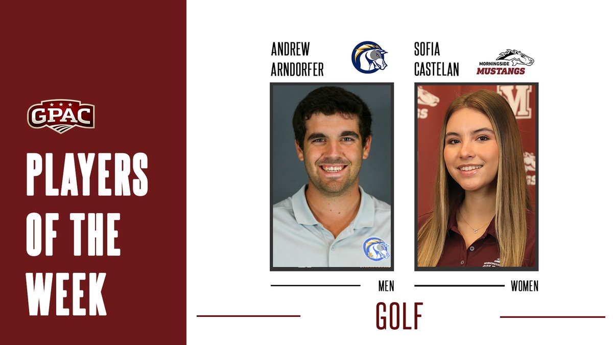 GOLF: Week 13 Honors - (Men) Andrew Arndorfer of <a href="/bcuchargers/">Briar Cliff Athletics</a> and (Women) Sofia Castelan of <a href="/MsideMustangs/">Morningside Mustangs 🐴</a>.

Complete Release:
bit.ly/gpac-golf13