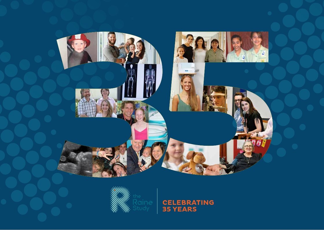 We're excited to share the Raine Study's 35-year celebratory eBook! It's brimming with photos, personal stories and reflections on how the Raine Study has impacted the lives of our participants, researchers, patrons and staff. 👉bit.ly/3UaMNXt #ResearchMatters