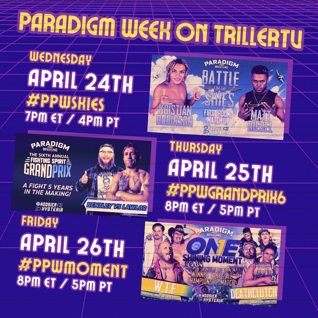 We're taking over @FiteTV's TrillerTV STARTING TOMORROW for PARADIGM WEEK with three straight nights of new content featuring @FilthyTomLawlor, @TheReedBentley, @TheMattDiesel, @RonMathis13, @sidvonengeland, @Jordan_Blade92 and tons more!