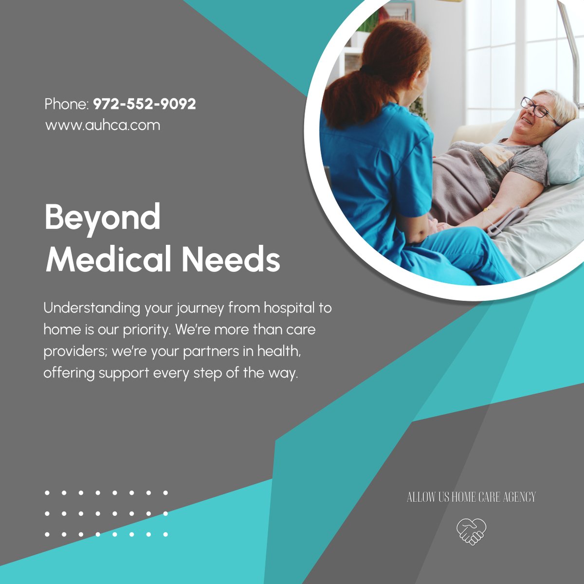 We understand the complexities of transitioning from hospital to home, and we're ready to support you not just medically but emotionally and practically every step of the way. 

#MedicalNeeds #BeyondMedical #HomeCare