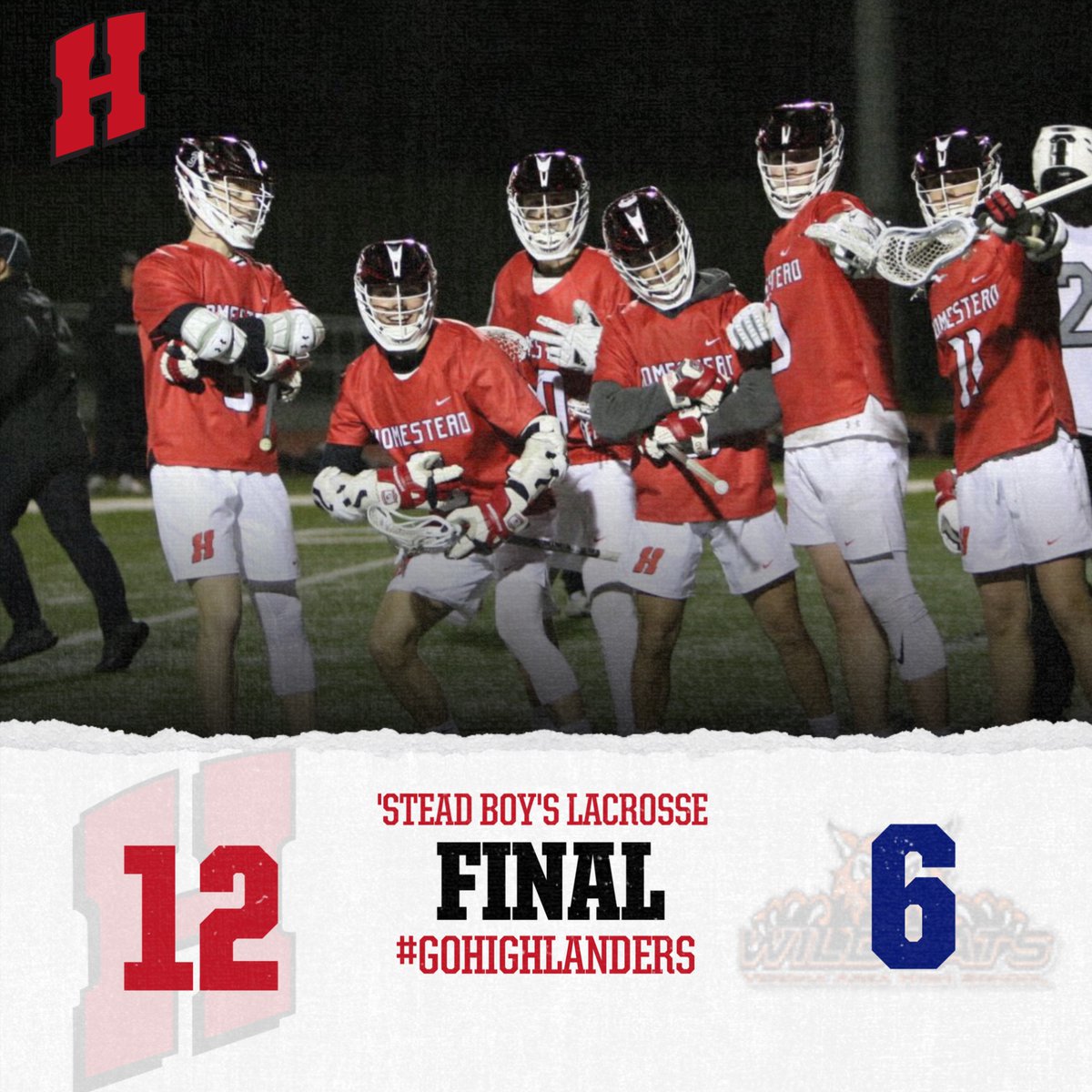 From Highlander Stadium...Homestead 12 Verona 6 Senior Sean West with the hat trick! JV also wins a close one 2-1! Back at it tomorrow, home game vs Lakeshore. #Keepgrinding #SteadLax