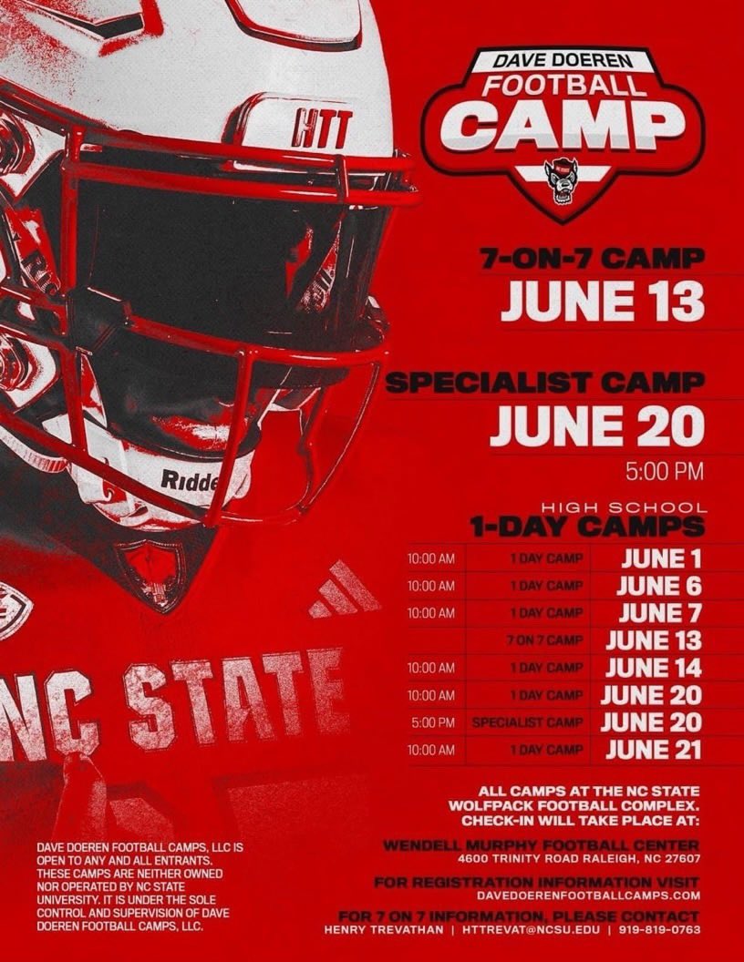 Thank you to @PackFootball for reaching out and inviting me to camp in June.@SPHSPIRATES @SPCoachStone @CoachAlexFaulk @CoachSplintaQ @StateCoachD @QMccamey52 @JamoGriffith @On3sports @On3Recruits @247Sports @247recruiting @Rivals @RivalsCamp @NCStateRivals @TheWolfpacker