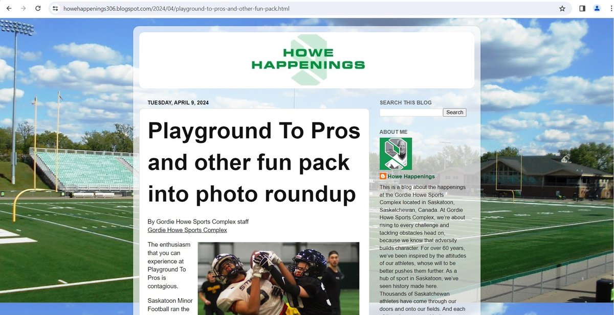 The second post for the April upload of Howe Happenings brings you a photo roundup that is highlighted by Playground To Pros and other fun at the Complex. That post can be found at howehappenings306.blogspot.com/2024/04/playgr…. #GordieHoweSports. #PrideofHome. #Wearefamily. #Yxe.